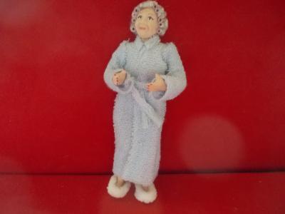 Lady in Blue Robe & Curlers