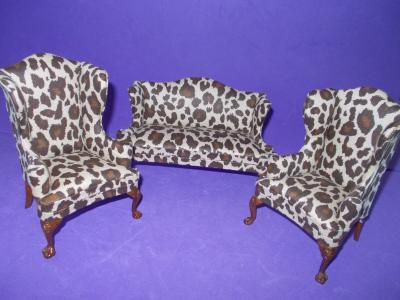 Leopard love seat 2 chairs