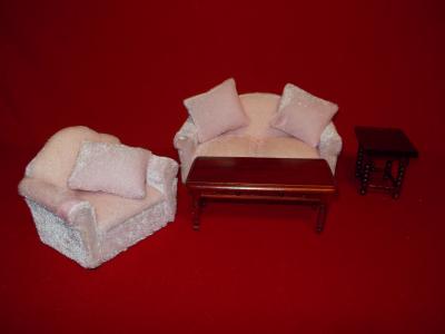 4 piece Pink Fuzzy Living Room Set