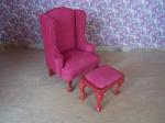 Closeout Red Wing Back Chair and Stool